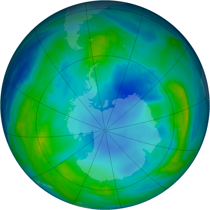 Antarctic ozone map for 19 May 1985